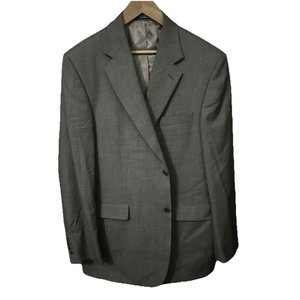 Stafford Men's 44L Jacket 36x31 Pants 2-Piece Gray Charcoal Pinstripe Wool Suit